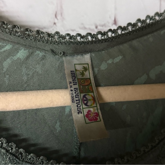 India Boutique Green Teal Boho Sleeveless Embroidery Dress - Picture 3 of 5